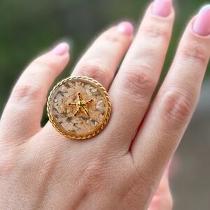 Gold Round Star Ring 18k Gold Plated